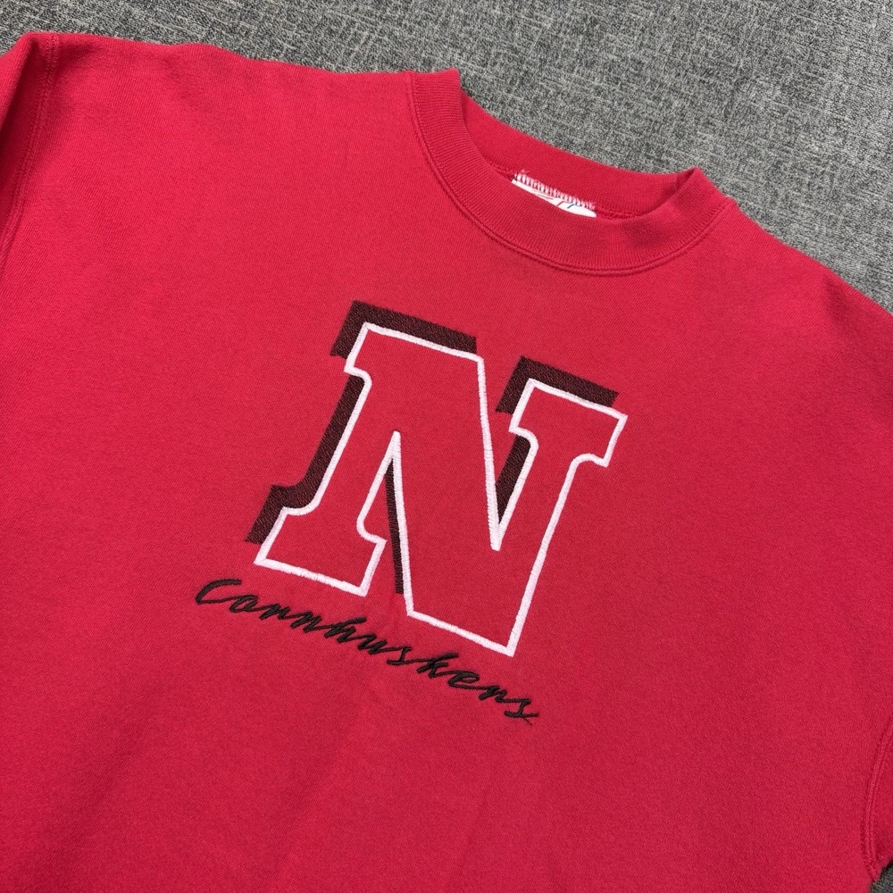 Vintage Nebraska Huskers Sweatshirt‎ Mens Large Red Crewneck Cornhuskers Big N